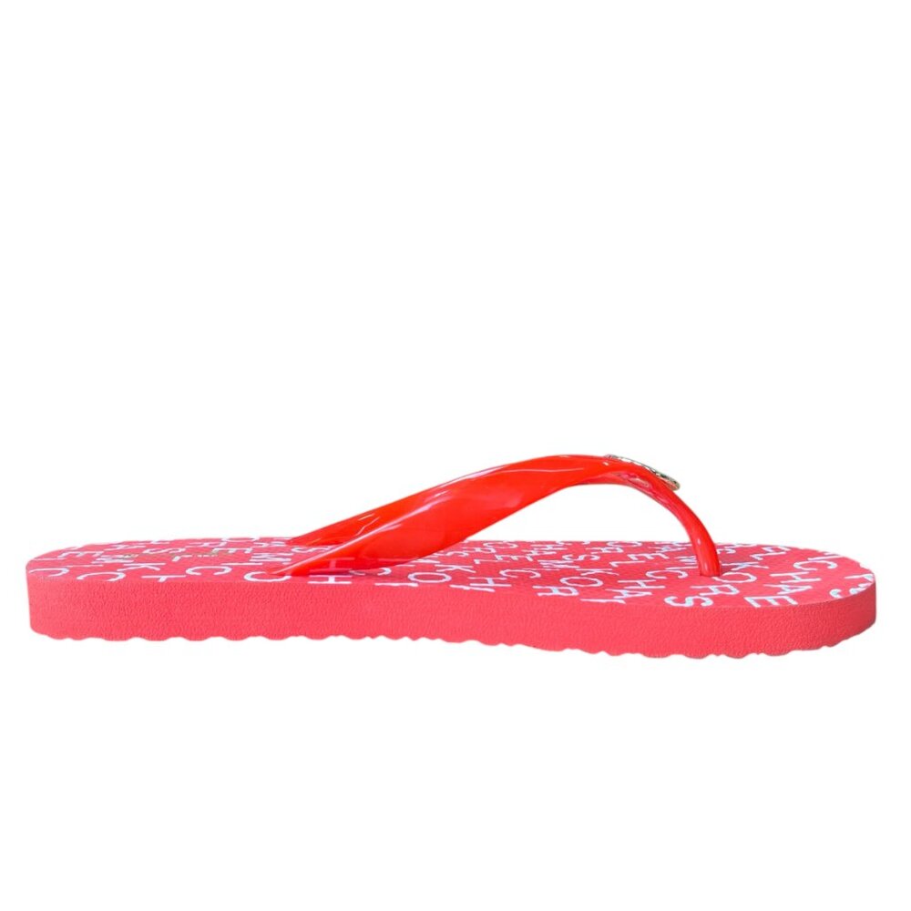 Michael Kors Mandarin Orange MK Logo Flip Flop Sandals Size 8 - Picture 5 of 13